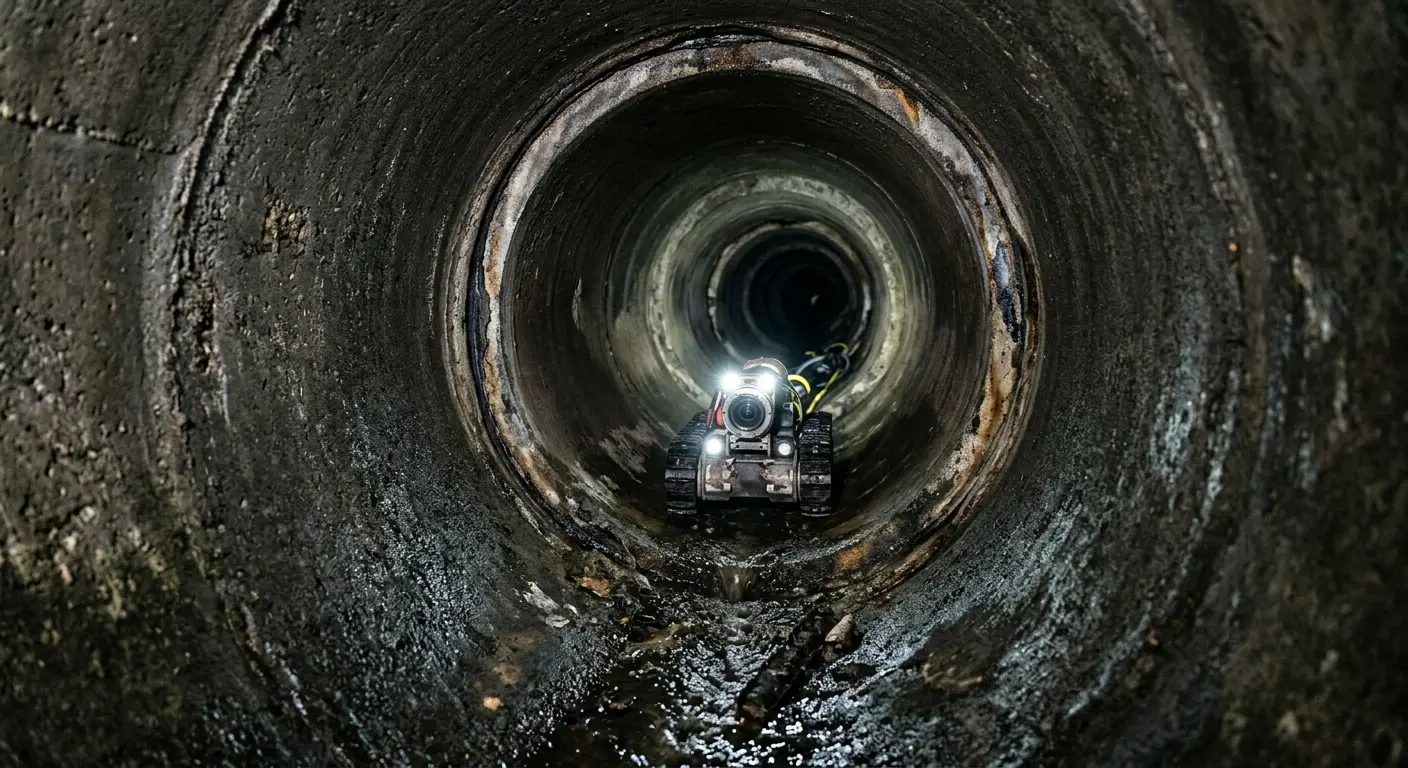 Robotic sewer camera inspecting pipe interior for Drain Snake Service in Shaw Heights